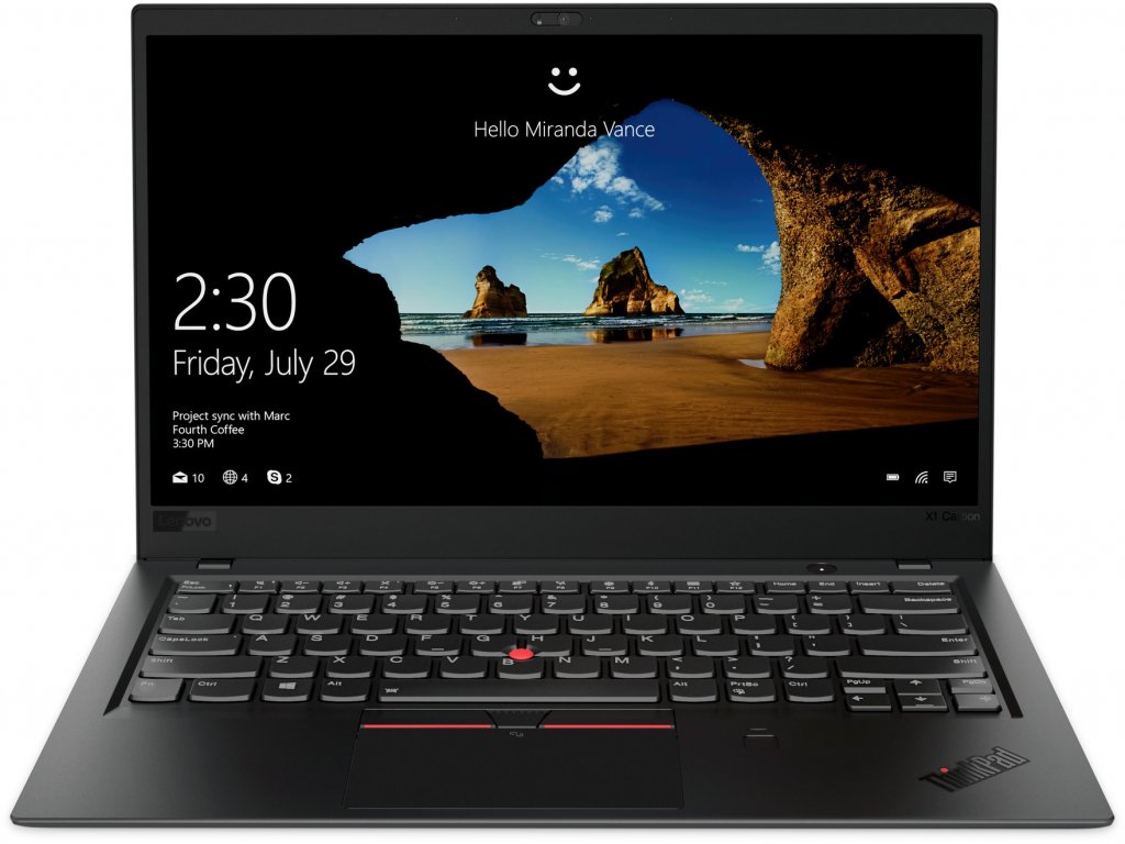 Lenovo ThinkPad X1 Carbon HDR display with Dolby Vision, showing amazing detail and color accuracy of a parrot's wings in flight.